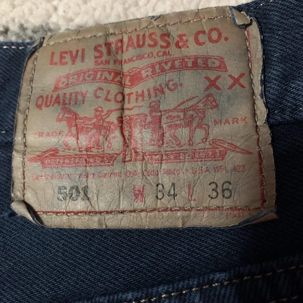 Vintage Levis Jeans Mens 34X36 (32x36) 501‎ 90s Made In USA Button Fly - Picture 7 of 9